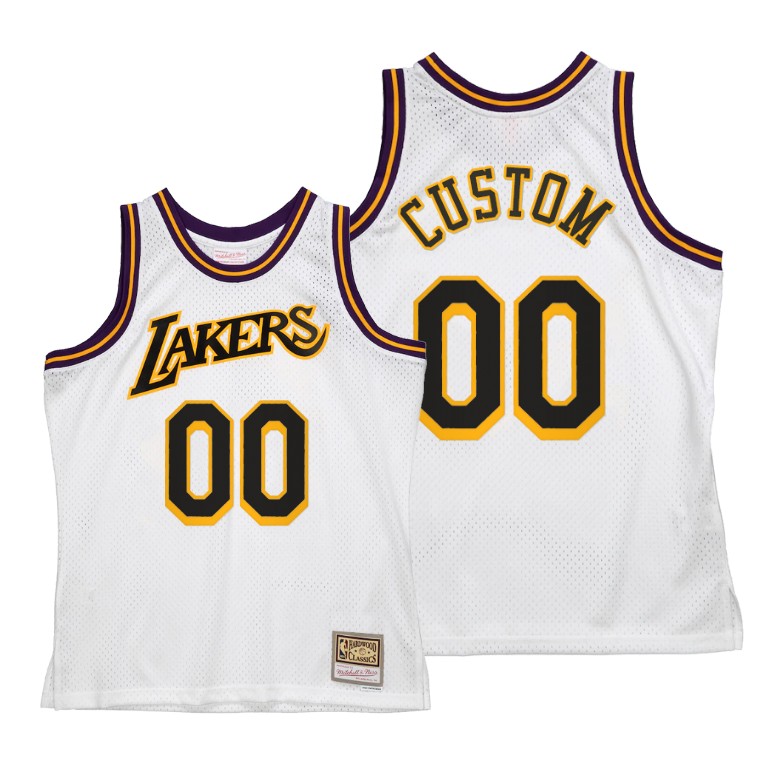 Men's Los Angeles Lakers Custom #00 NBA Hardwood Classics Reload 2.0 White Basketball Jersey UWU4783HB